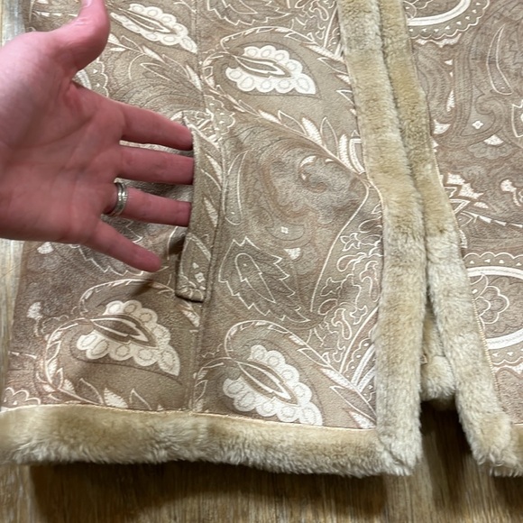 Coldwater Creek EUC Faux Fur & Suede Sleeveless Vest Tan Cream Women's Medium M - Picture 5 of 12